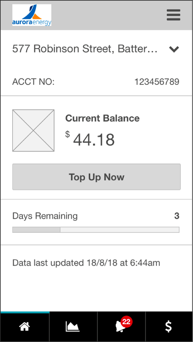 Early Aurora prepaid app screen 2