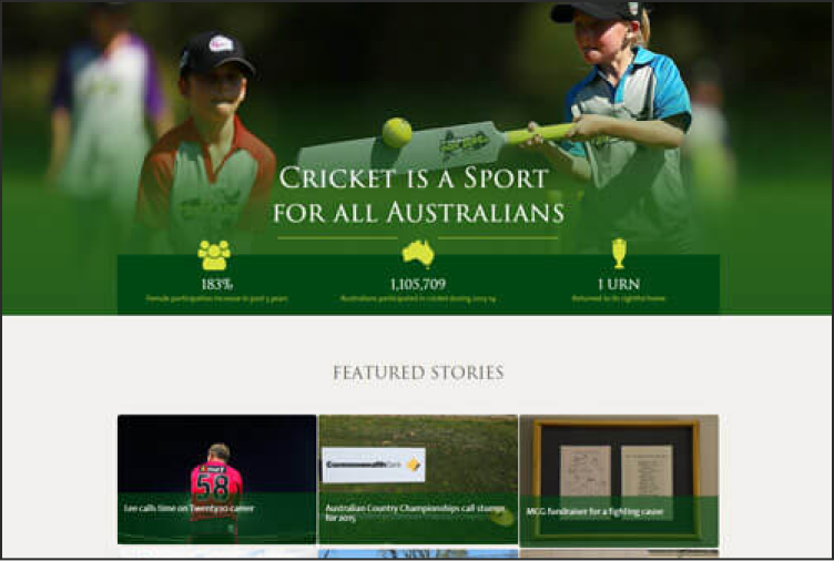 Cricket Australia Responsive Web project artwork